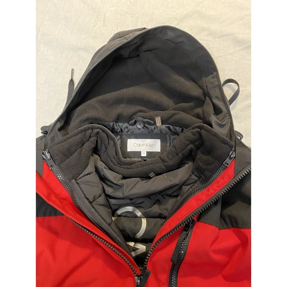 Calvin Klein 3-in-1‎ Jacket Red Black Hooded Coat Mens S Insulated